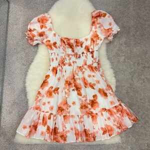 Blush Orange and White Floral swing Dress